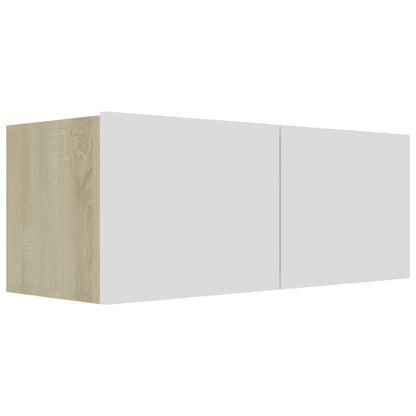 TV Cabinet White and Sonoma Oak 80x30x30 cm Chipboard
