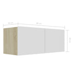 TV Cabinet White and Sonoma Oak 80x30x30 cm Chipboard