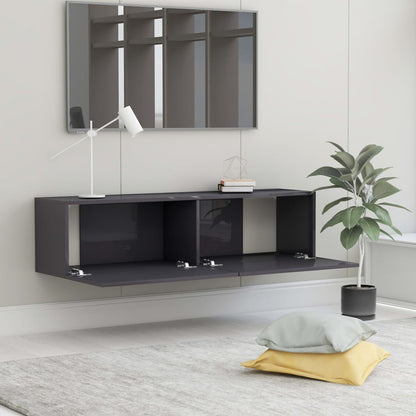 TV Cabinet High Gloss Grey 120x30x30 cm Chipboard