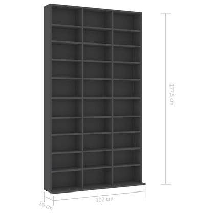 CD Cabinet Grey 102x16x177,5 cm Chipboard
