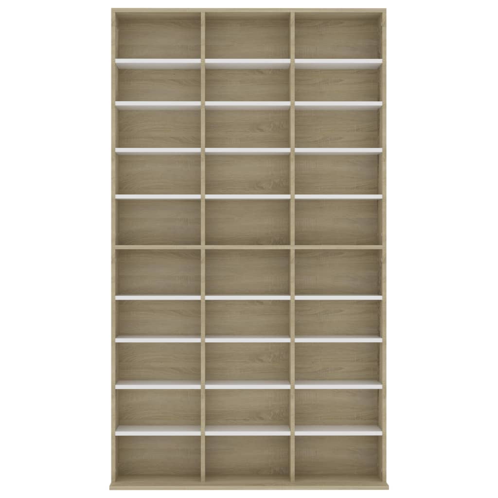 CD Cabinet White and Sonoma Oak 102x16x177,5 cm Chipboard