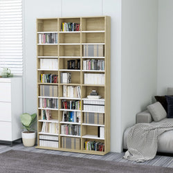 CD Cabinet White and Sonoma Oak 102x16x177,5 cm Chipboard