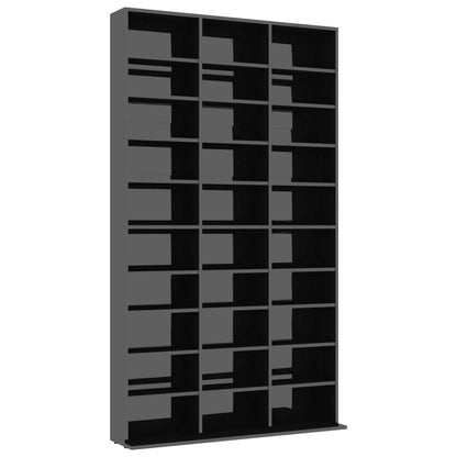 CD Cabinet High Gloss Black 102x16x177,5 cm Chipboard