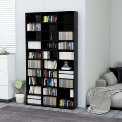 CD Cabinet High Gloss Black 102x16x177,5 cm Chipboard