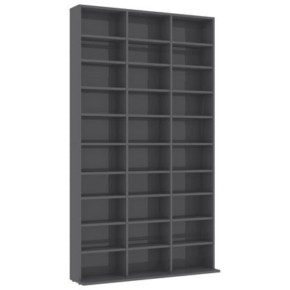 CD Cabinet High Gloss Grey 102x16x177,5 cm Chipboard