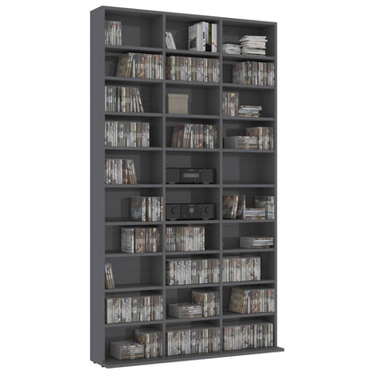 CD Cabinet High Gloss Grey 102x16x177,5 cm Chipboard