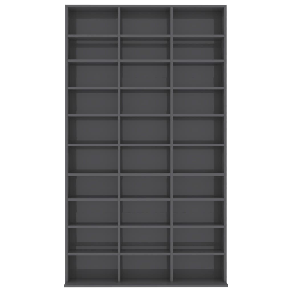 CD Cabinet High Gloss Grey 102x16x177,5 cm Chipboard