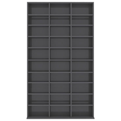 CD Cabinet High Gloss Grey 102x16x177,5 cm Chipboard