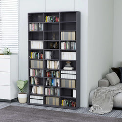 CD Cabinet High Gloss Grey 102x16x177,5 cm Chipboard