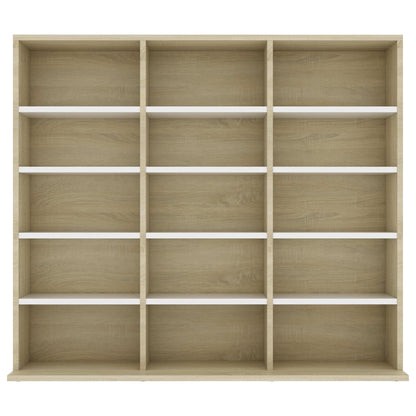 CD Cabinet White and Sonoma Oak 102x16x89,5 cm Chipboard