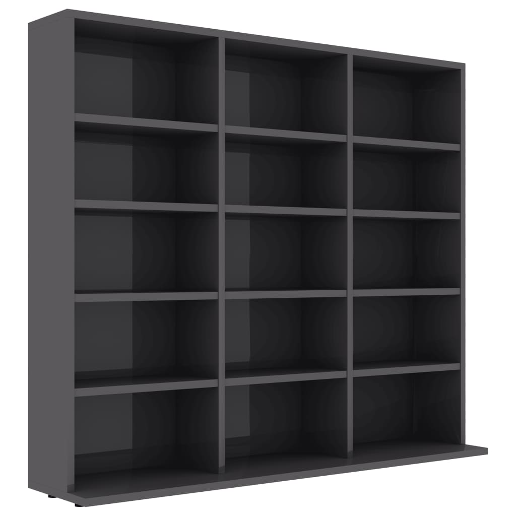 CD Cabinet High Gloss Grey 102x16x89,5 cm Chipboard