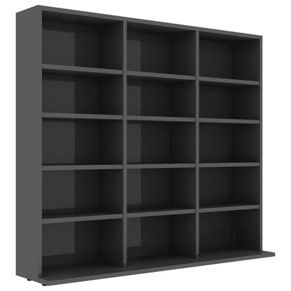 CD Cabinet High Gloss Grey 102x16x89,5 cm Chipboard
