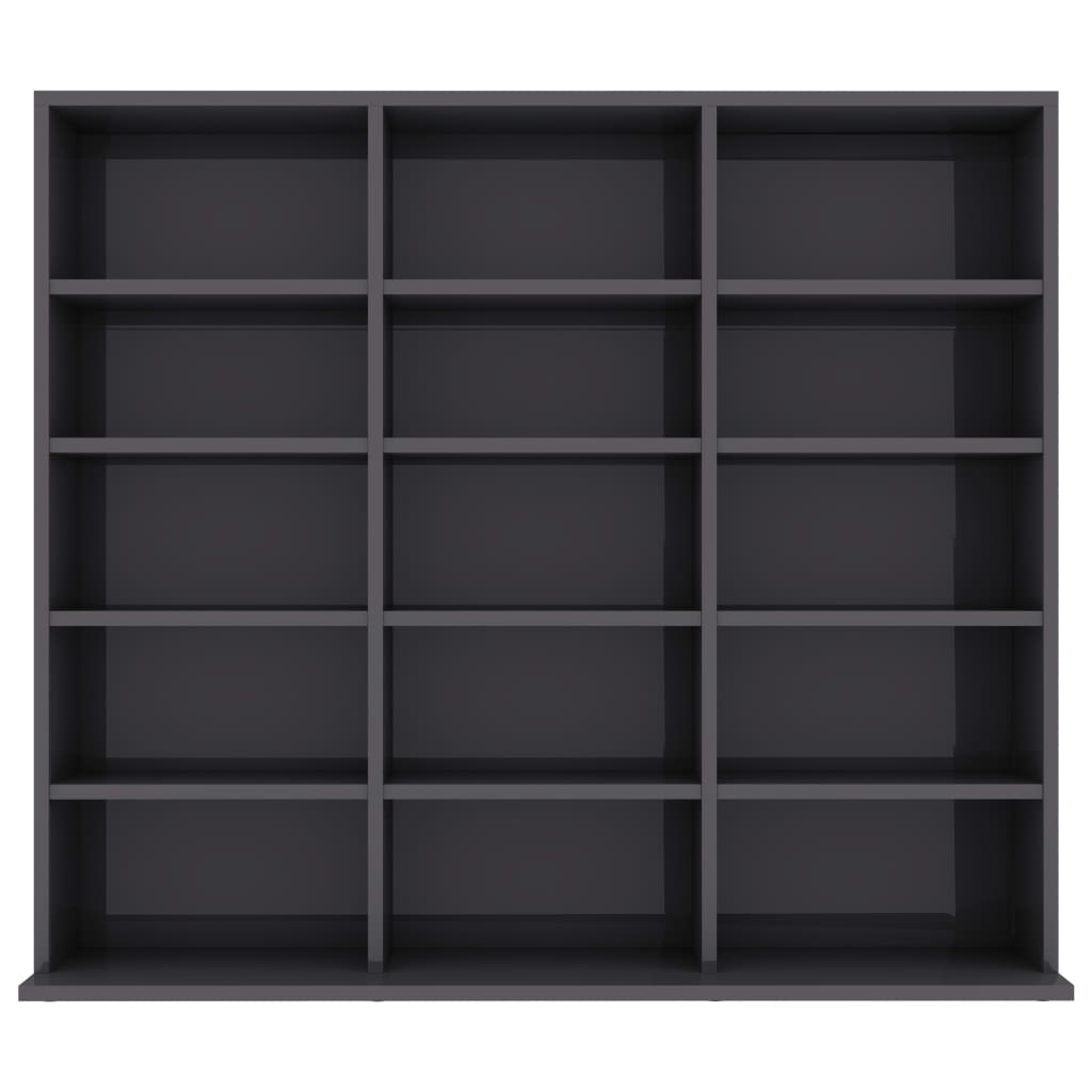 CD Cabinet High Gloss Grey 102x16x89,5 cm Chipboard