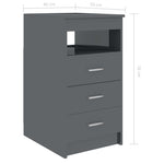 Drawer Cabinet Hign Gloss Grey 40x50x76 cm Chipboard