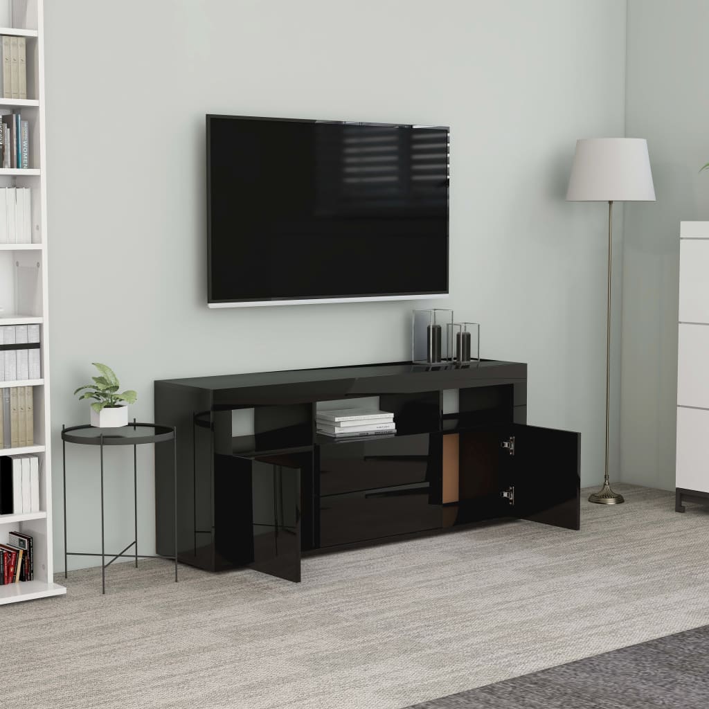 TV Cabinet High Gloss Black 120x30x50 cm Chipboard
