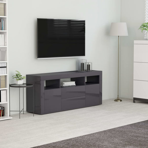  TV Cabinet High Gloss Grey 120x30x50 cm Chipboard