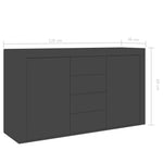 Sideboard High Gloss Grey 120x36x69 cm Chipboard