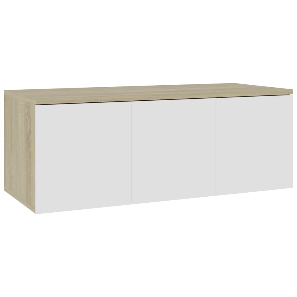 TV Cabinet White and Sonoma Oak 80x34x30 cm Chipboard