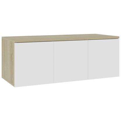 TV Cabinet White and Sonoma Oak 80x34x30 cm Chipboard