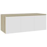 TV Cabinet White and Sonoma Oak 80x34x30 cm Chipboard