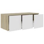 TV Cabinet White and Sonoma Oak 80x34x30 cm Chipboard