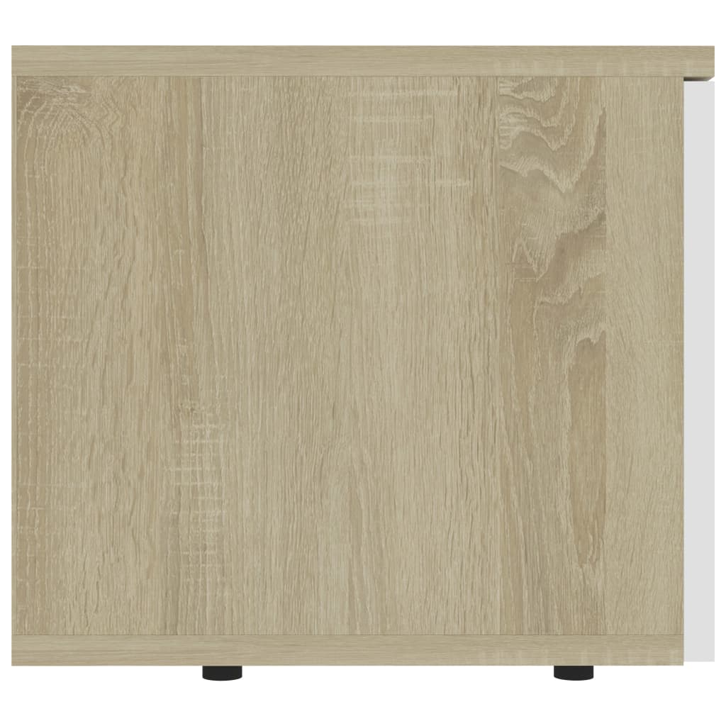 TV Cabinet White and Sonoma Oak 80x34x30 cm Chipboard