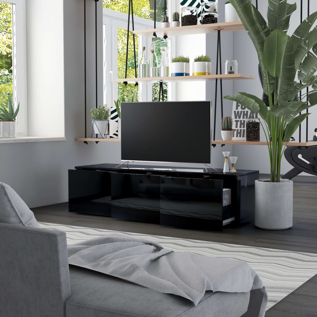 TV Cabinet High Gloss Black 120x34x30 cm Chipboard