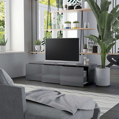 TV Cabinet High Gloss Grey 120x34x30 cm Chipboard