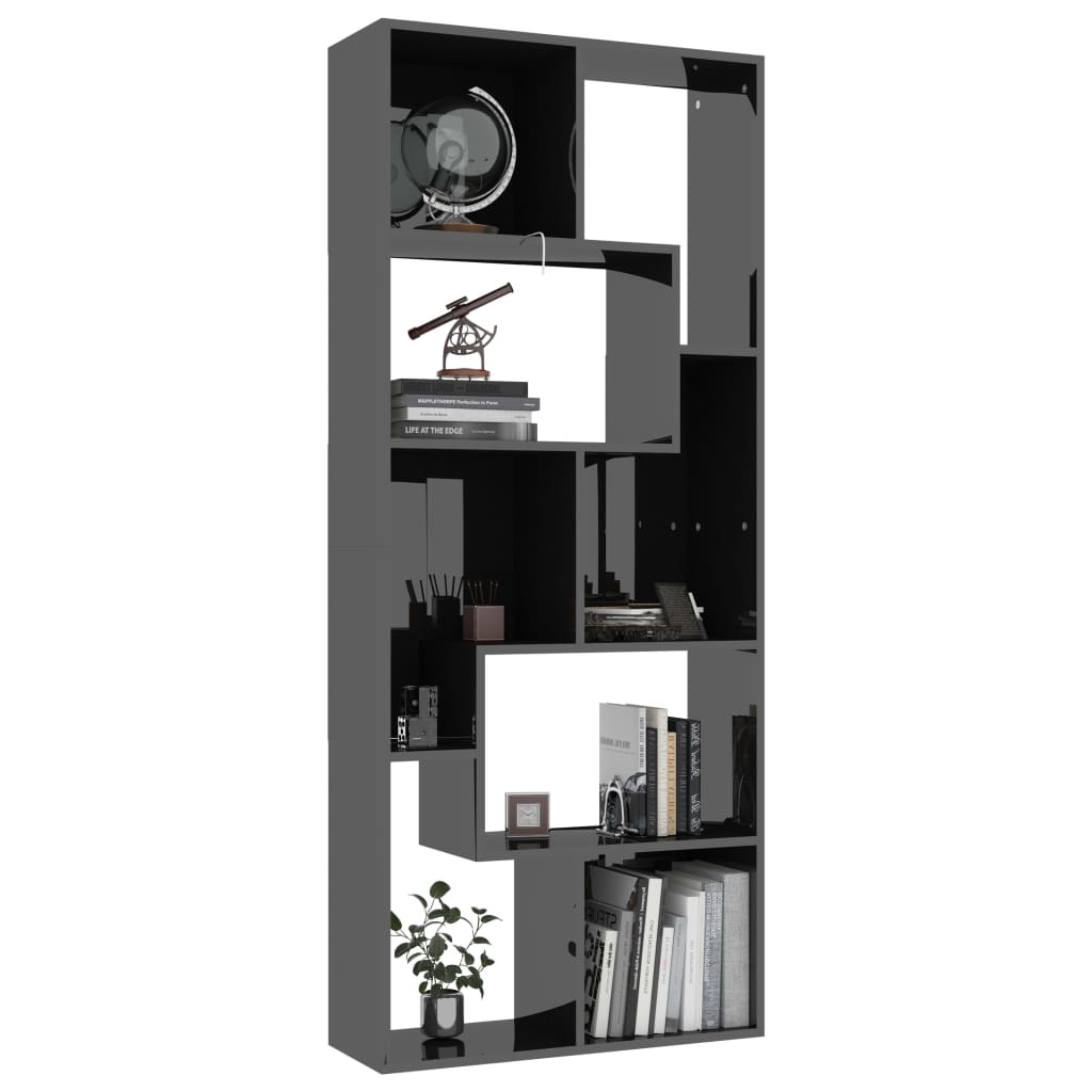 Book Cabinet High Gloss Black 67x24x161 cm Chipboard