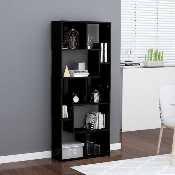  Book Cabinet High Gloss Black 67x24x161 cm Chipboard