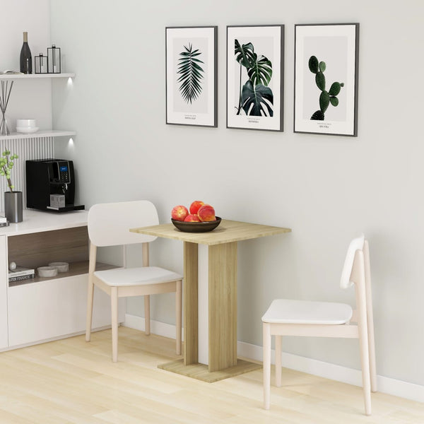  Bistro Table White and Sonoma Oak 60x60x75 cm Chipboard