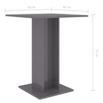 Bistro Table High Gloss Grey 60x60x75 cm Chipboard