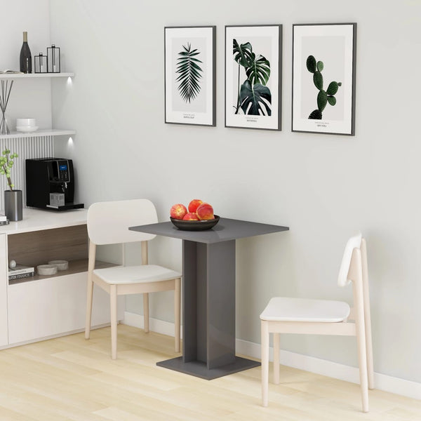  Bistro Table High Gloss Grey 60x60x75 cm Chipboard