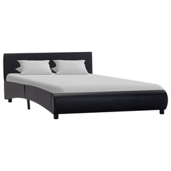 Bed Frame Black Faux Leather 137x187 cm