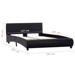 Bed Frame Black Faux Leather 137x187 cm