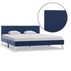 Bed Frame Blue Fabric 153x203 cm