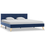 Bed Frame Blue Fabric 153x203 cm