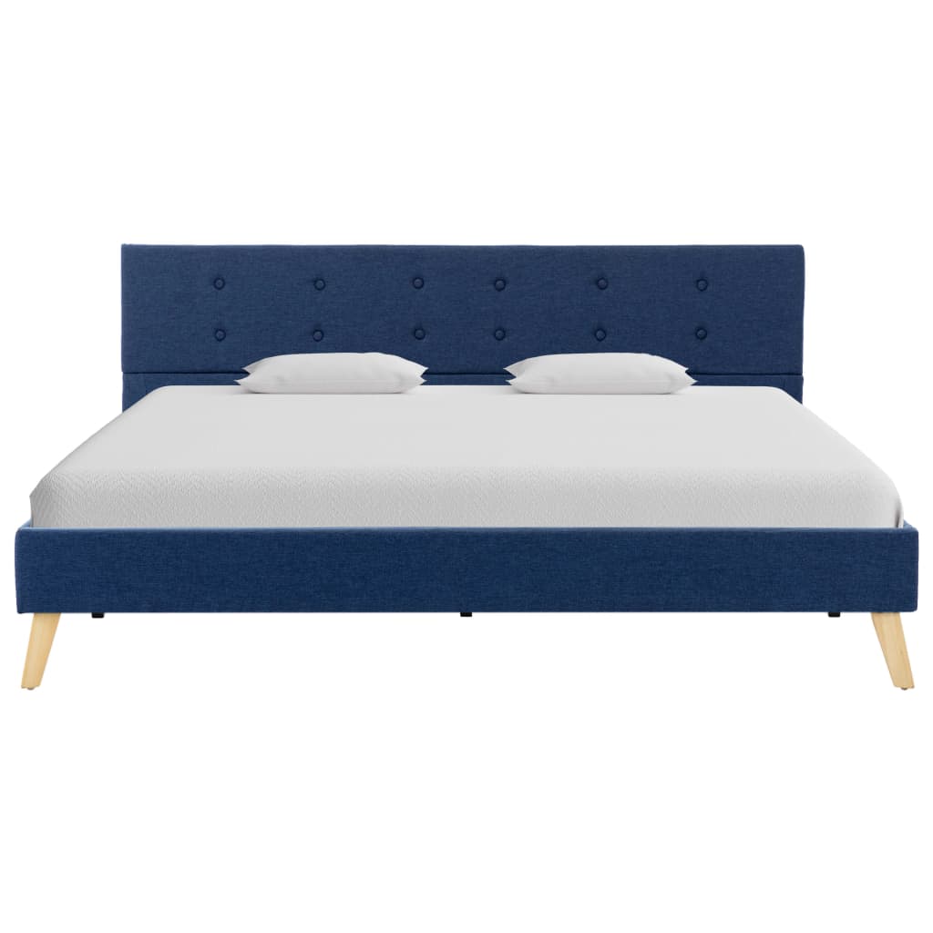 Bed Frame Blue Fabric 153x203 cm