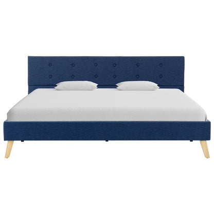 Bed Frame Blue Fabric 153x203 cm