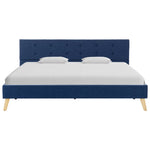 Bed Frame Blue Fabric 153x203 cm