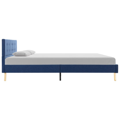 Bed Frame Blue Fabric 153x203 cm