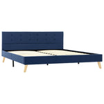 Bed Frame Blue Fabric 153x203 cm