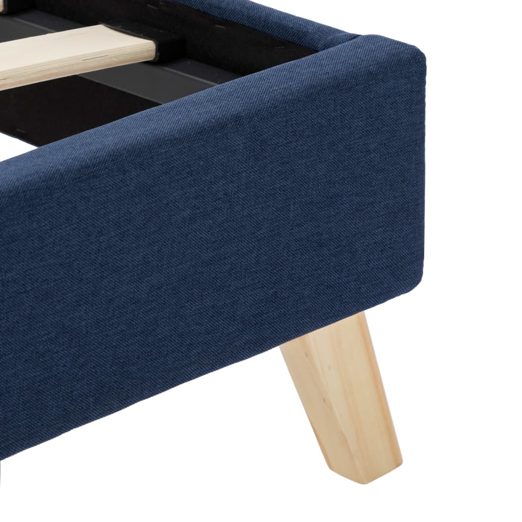 Bed Frame Blue Fabric 153x203 cm