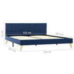 Bed Frame Blue Fabric 153x203 cm