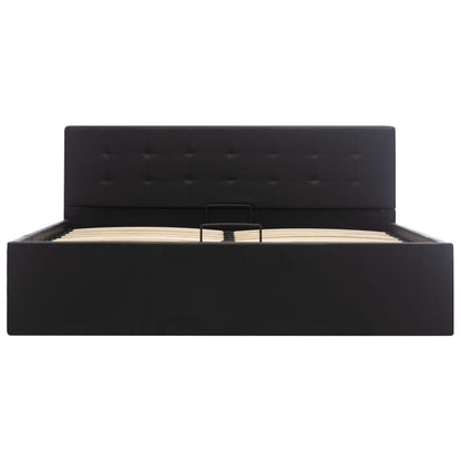 Hydraulic Storage Bed Frame Black Faux Leather 153x203 cm