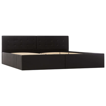 Hydraulic Storage Bed Frame Black Faux Leather 183x203 cm