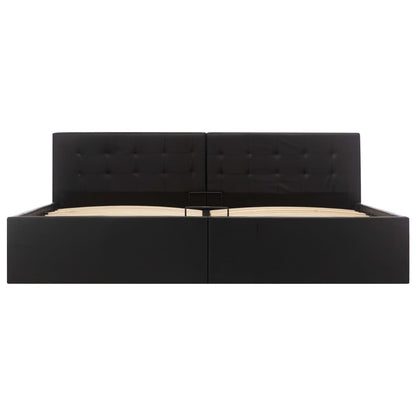 Hydraulic Storage Bed Frame Black Faux Leather 183x203 cm