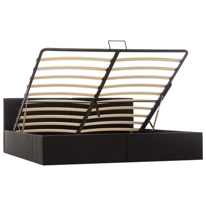 Hydraulic Storage Bed Frame Black Faux Leather 183x203 cm