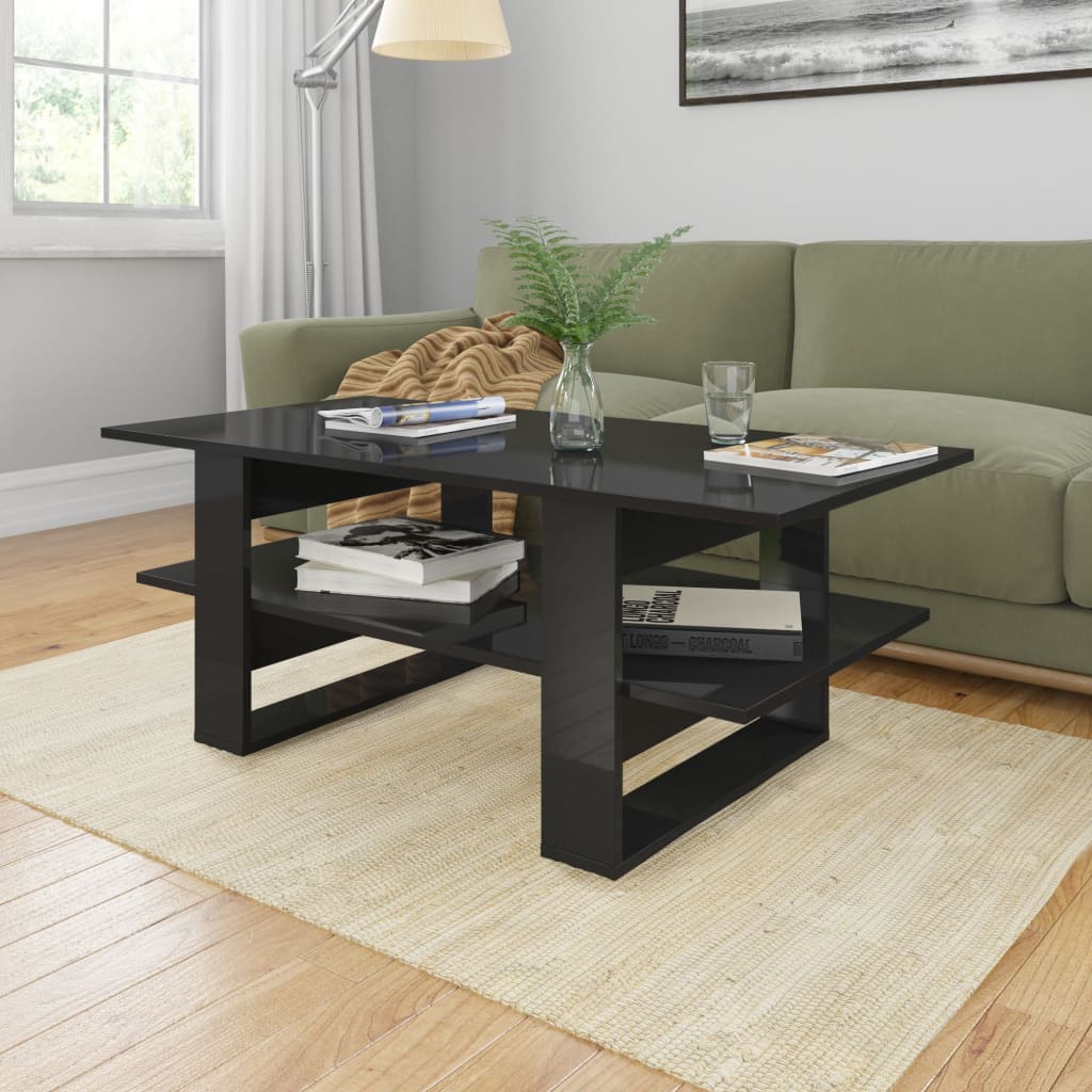 Coffee Table High Gloss Black 110x55x42 cm Chipboard
