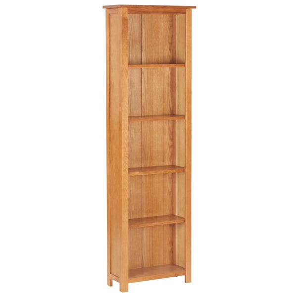  Narrow Bookcase 52x22.5x170 cm Solid Oak Wood and MDF